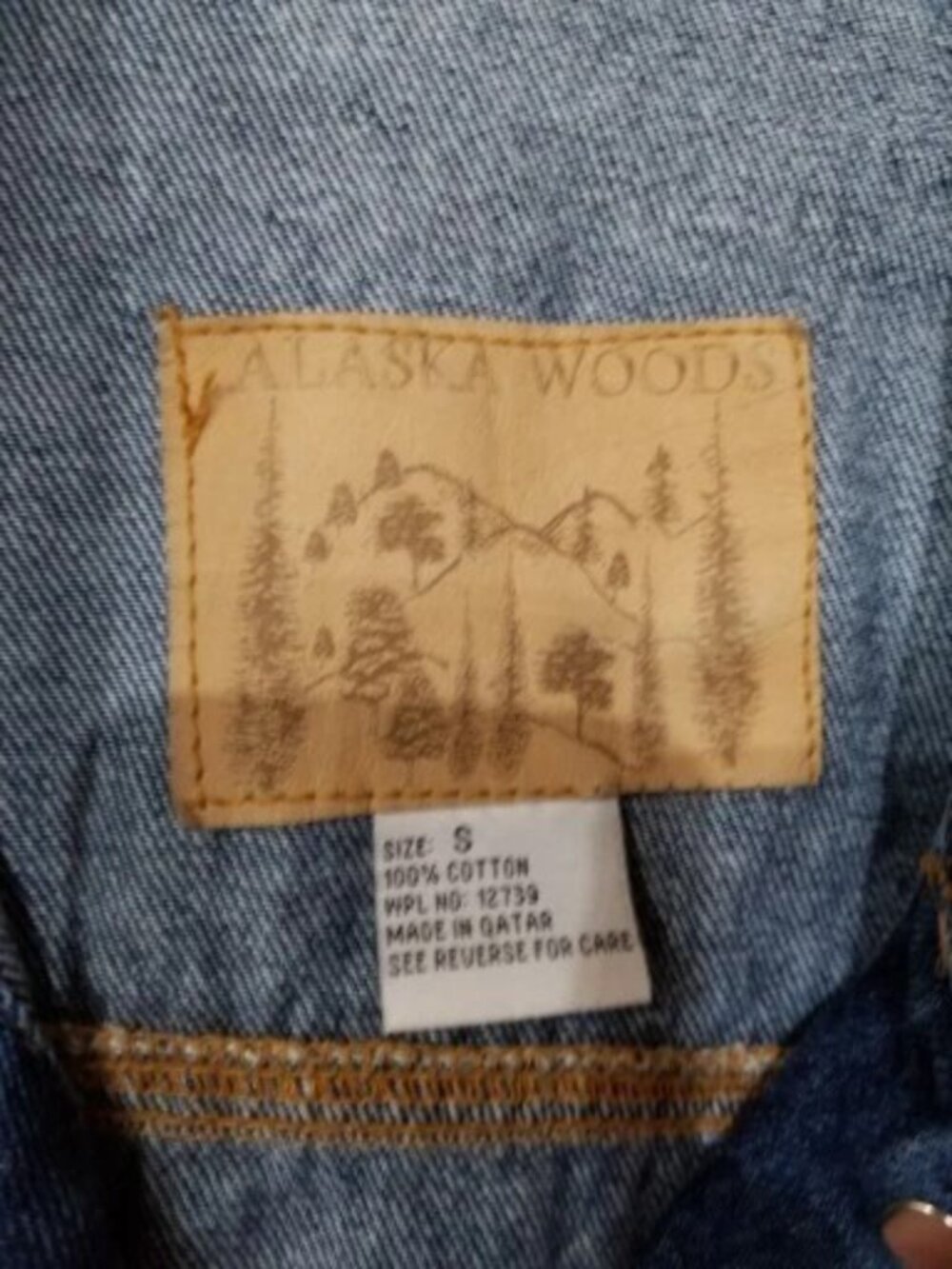 Vintage Alaska Woods Men Size Small 100% Cotton Heavy Denim Jacket Button Up - Picture 3 of 8